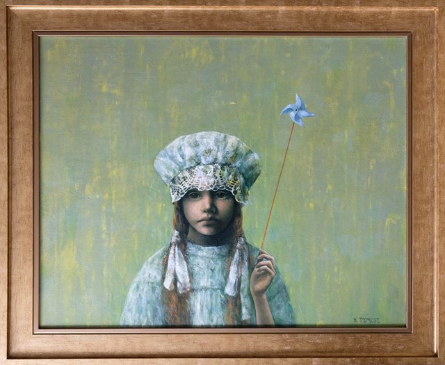Living room painting by Halina Tymusz titled Girl With A Pinwheel