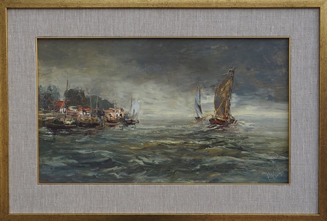 Living room painting by Henryk Włoch titled Bay III
