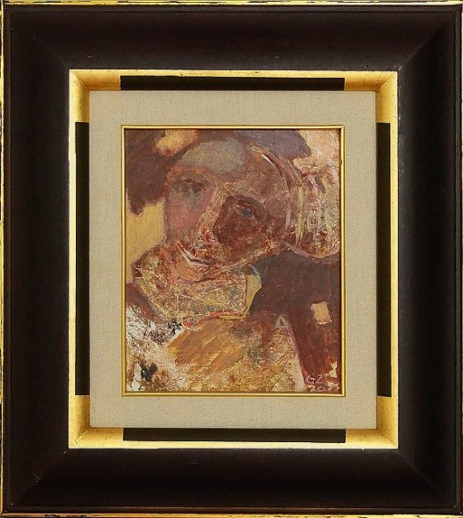 Living room painting by Grażyna Zarzecka titled Portrait In Gold