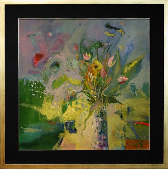 Living room painting by Grażyna Zarzecka titled Colorful Flowers In A Vase