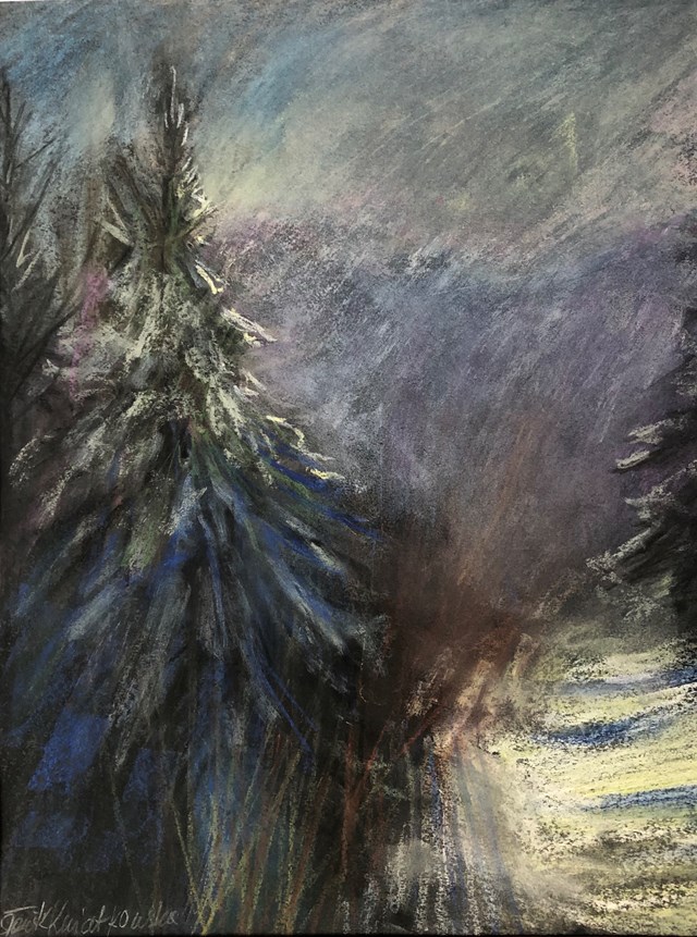 Living room painting by Agnieszka Słowik-Kwiatkowska titled Spruce in winter