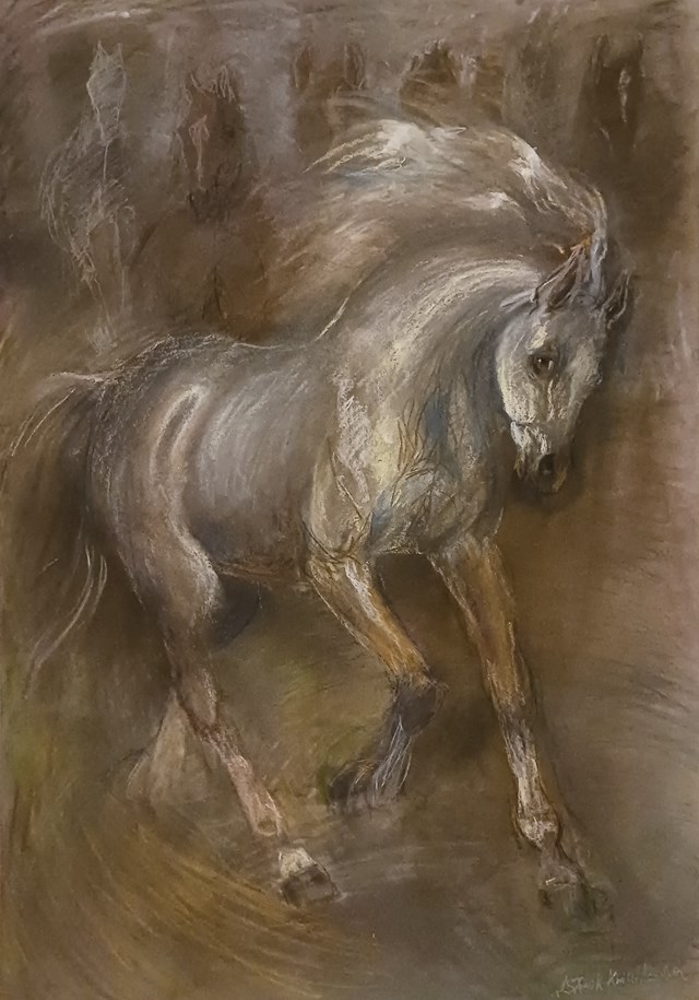 Living room painting by Agnieszka Słowik-Kwiatkowska titled White horse