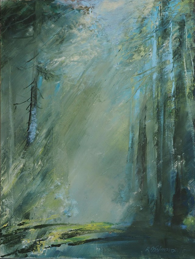 Living room painting by Renata Wojnarowicz titled Forest
