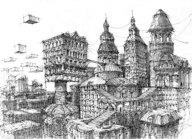 Grafika do salonu artysty Igor Olszewski pod tytułem Miasto Dwóch Mostów