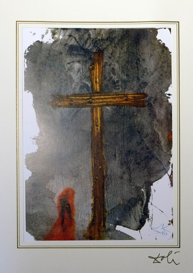Living room print by Salvador Dali titled Mark 15; 39  "40 Paintings of the Bible"