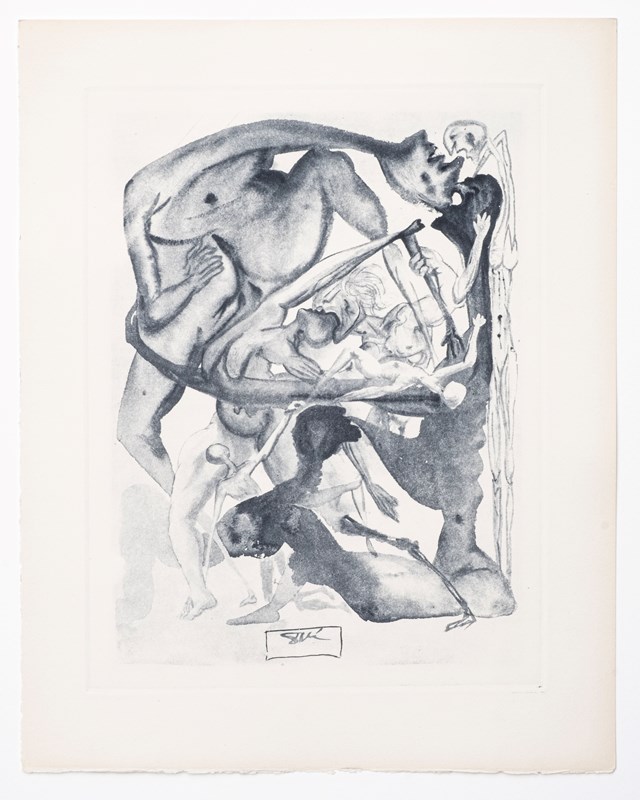 Grafika do salonu artysty Salvador Dali pod tytułem Piekło 11 Na skraju siódmego kręgu