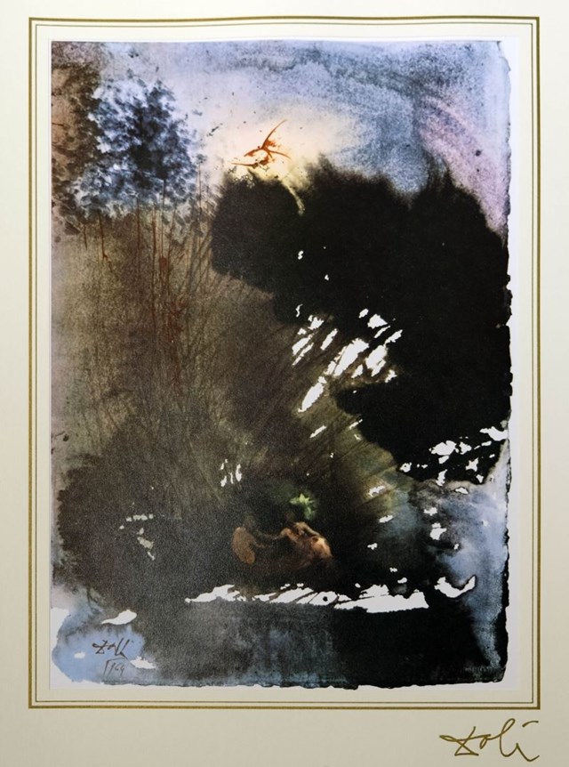 Grafika do salonu artysty Salvador Dali pod tytułem Genesis 3,8 z teki "40 Paintings of the Bible"