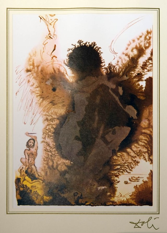 Grafika do salonu artysty Salvador Dali pod tytułem Genesis 22; 9-13 z teki "40 Paintings of the Bible"