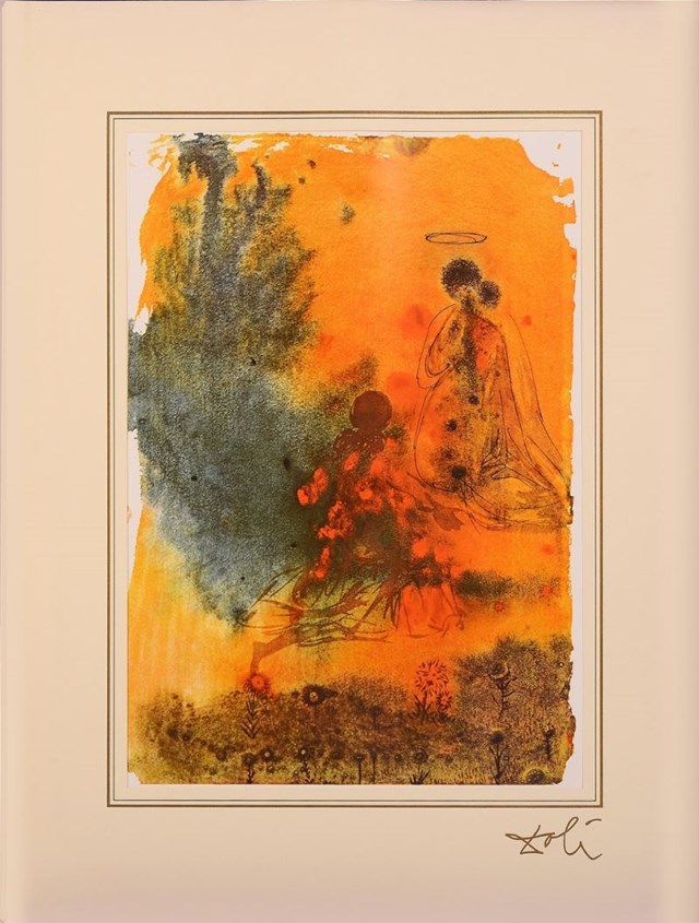Living room print by Salvador Dali titled Song of Solomon 2; 2 z teki "40 Paintings of the Bible"