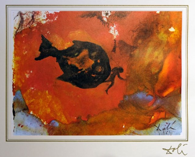 Living room print by Salvador Dali titled Jonah 2;1 "40 Paintings of the Bible"