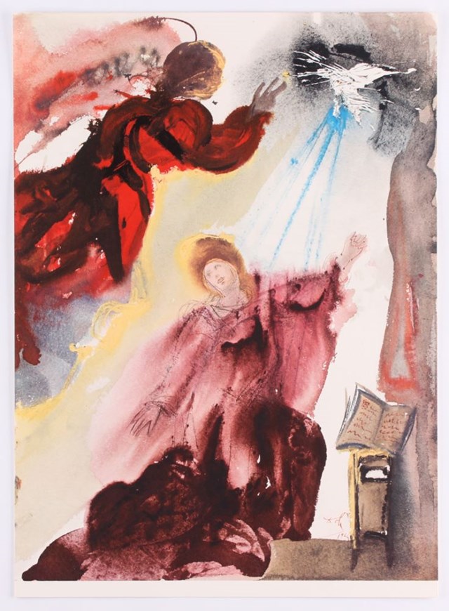 Grafika do salonu artysty Salvador Dali pod tytułem Luke 1; 30-31 z teki "40 Paintings of the Bible"