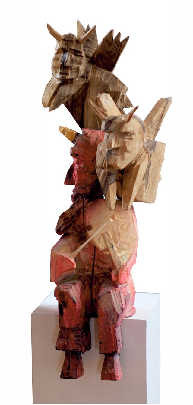 Rzeźba do salonu artysty Zbigniew Bury pod tytułem Z cyklu Diabły beskidzkie: Diabelski skrzypek