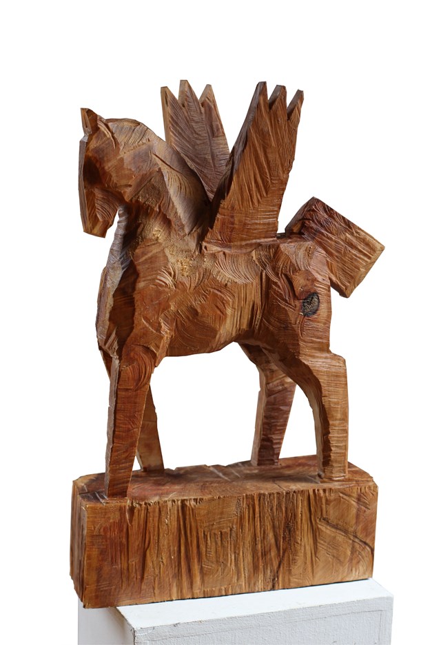 Living room sculpture by Zbigniew Bury titled From the cycle "Beskid Horses"