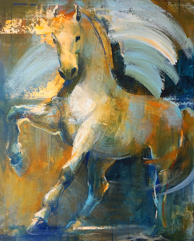Living room painting by Aleksandra Adamczak titled Almost like Pegasus