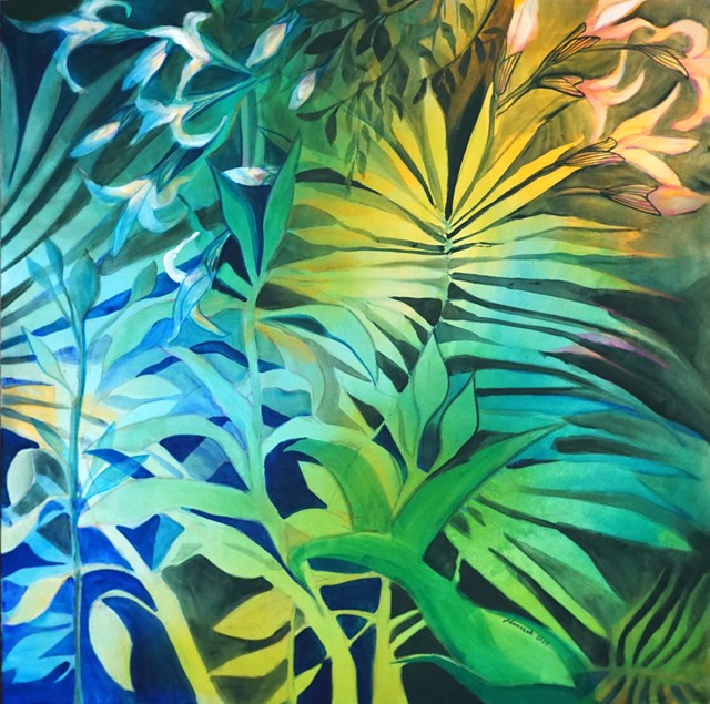 Living room painting by Aleksandra Adamczak titled Botanical Harmony