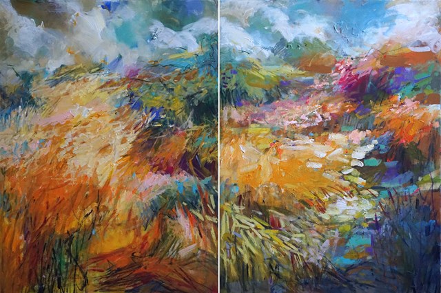 Living room painting by Aleksandra Adamczak titled  Happens - diptych