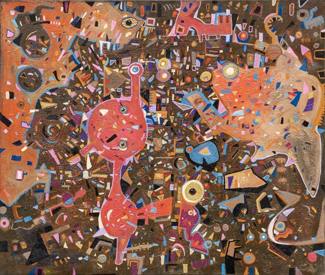Obraz do salonu artysty Edgar Jerzy Pill pod tytułem Rzeźnia, czyli różni ludzie i świat