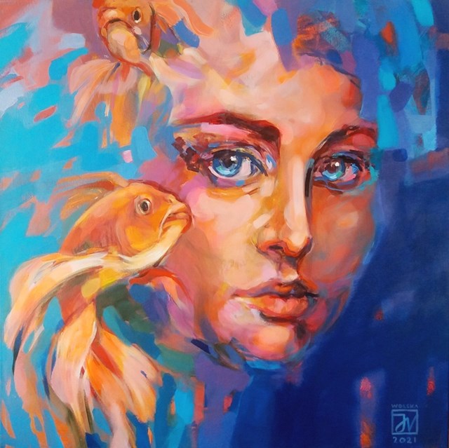 Obraz do salonu artysty Jadwiga Wolska pod tytułem Złota rybka