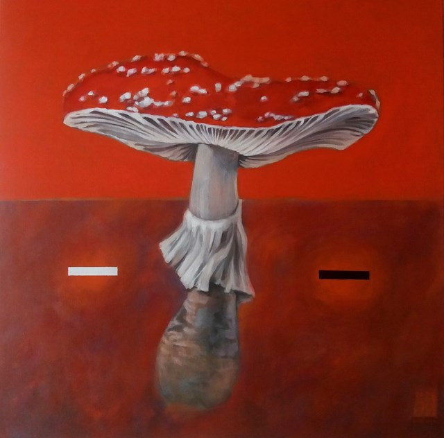 Living room painting by Jadwiga Wolska titled W czerwone gramy