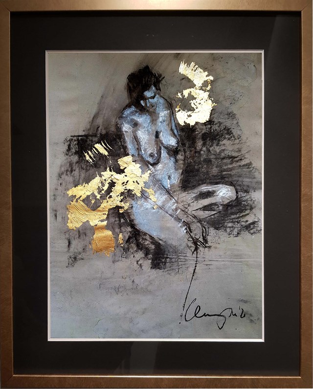 Living room print by Anita Cempa titled Act XIV/from Goldleaf series