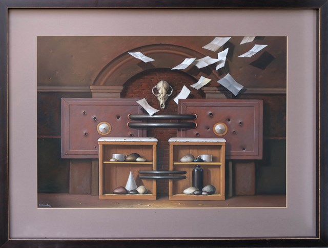Obraz do salonu artysty Marian Michalik pod tytułem Martwa natura z cyklu Stan Wojenny