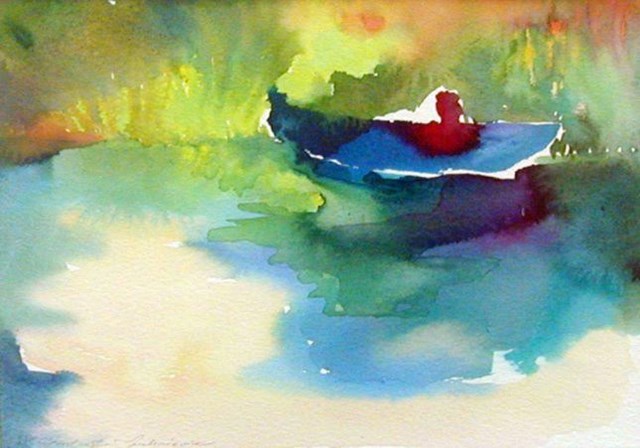 Living room painting by Magdalena Gintowt-Juchniewicz titled Boat