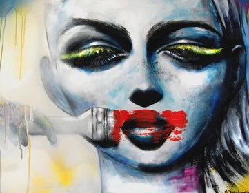 Living room painting by Milena Chmielewska titled Make up