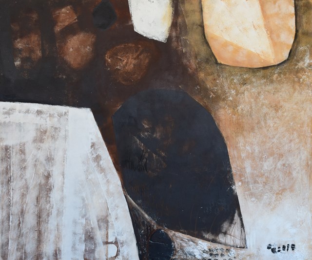 Obraz do salonu artysty Oliwia Hildebrandt pod tytułem Kamień jako symbol, obraz I zapis czasu.Kamienie 1.