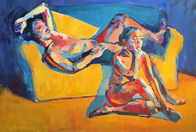 Living room painting by Lidia Wnuk titled Lovers I