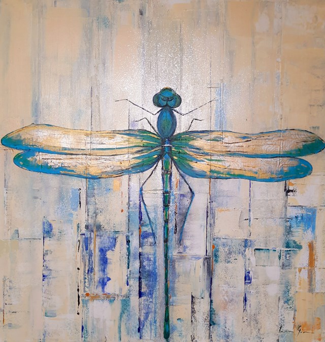 Living room painting by Karina Góra titled Dragonfly