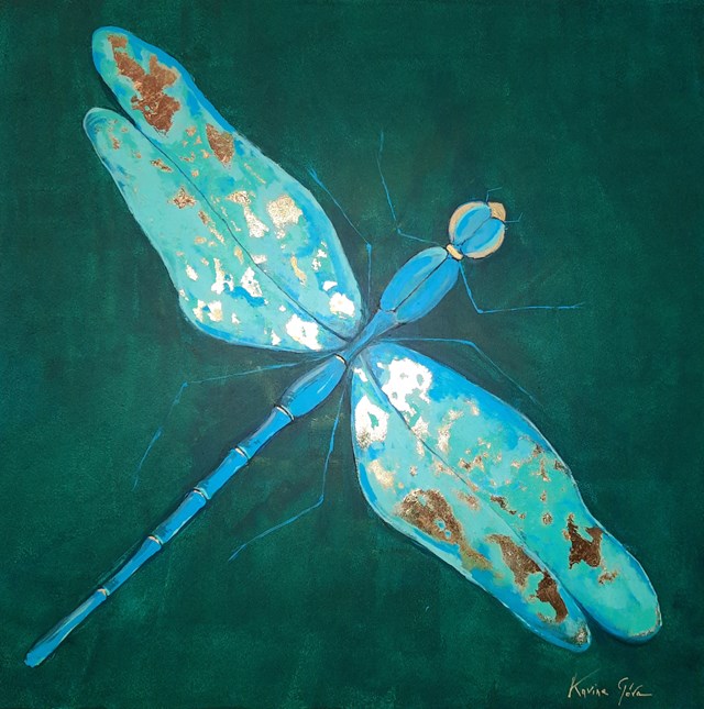 Living room painting by Karina Góra titled Dragonfly III