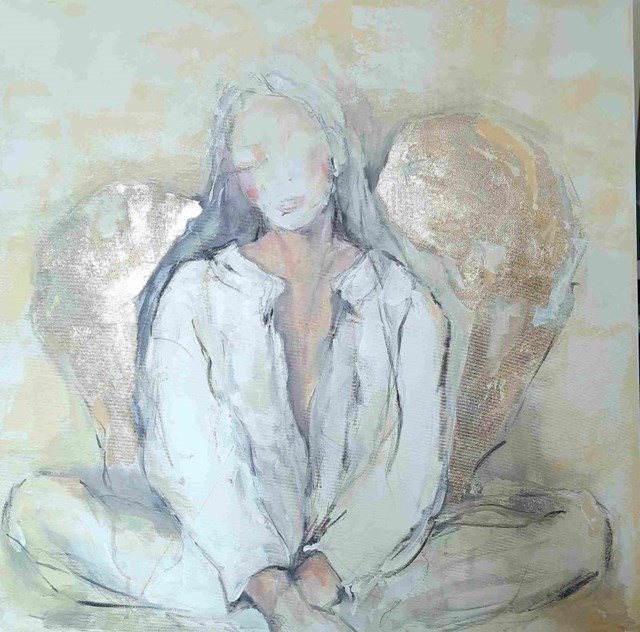 Living room painting by Karina Góra titled Angel