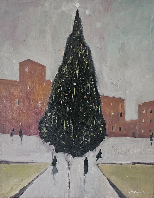 Living room painting by Mariusz Makuła titled Christmas Tree