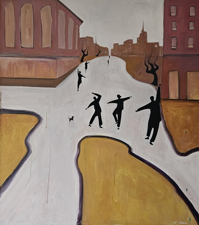 Living room painting by Mariusz Makuła titled Hand's up