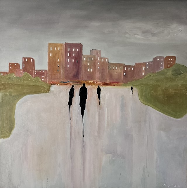 Living room painting by Mariusz Makuła titled Time spent in the city