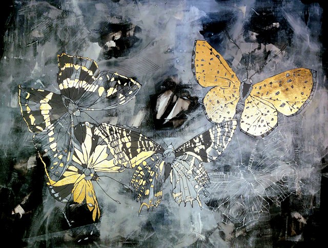 Living room painting by Sylwia Wenska titled Butterflies