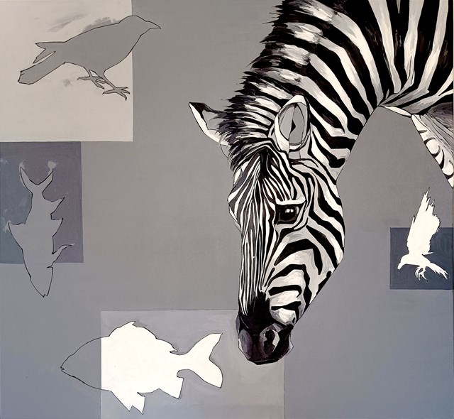 Obraz do salonu artysty Sylwia Wenska pod tytułem Dyptyk: Ryba czy ptak - Zebra