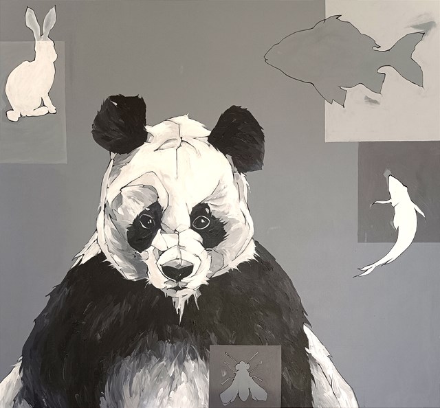 Obraz do salonu artysty Sylwia Wenska pod tytułem Dyptyk: Ryba czy ptak - Panda