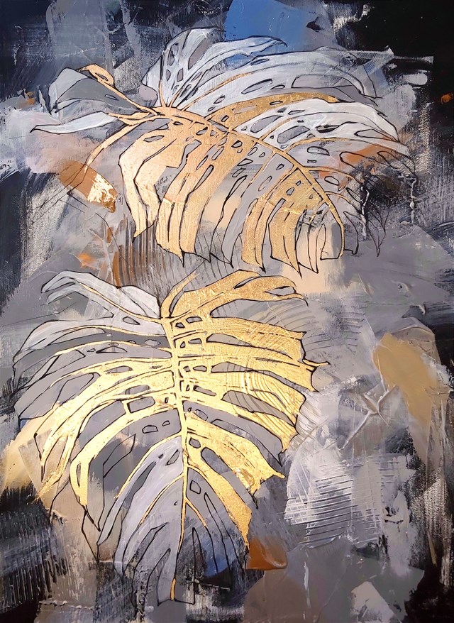 Living room painting by Sylwia Wenska titled Monstera