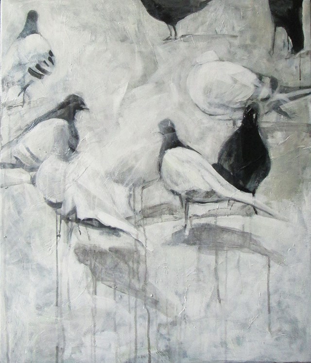 Living room painting by Iza Jaśniewska titled bird eight