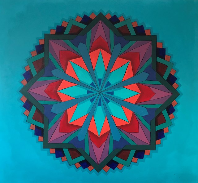 Living room painting by Urszula Grosicka titled Mandala