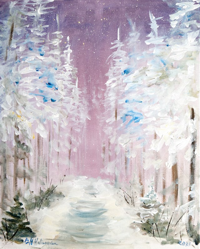 Obraz do salonu artysty Barbara M.Malinowska pod tytułem "Pierwszy śnieg"