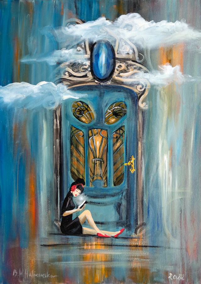 Living room painting by Barbara M.Malinowska titled "Blue Monday"
