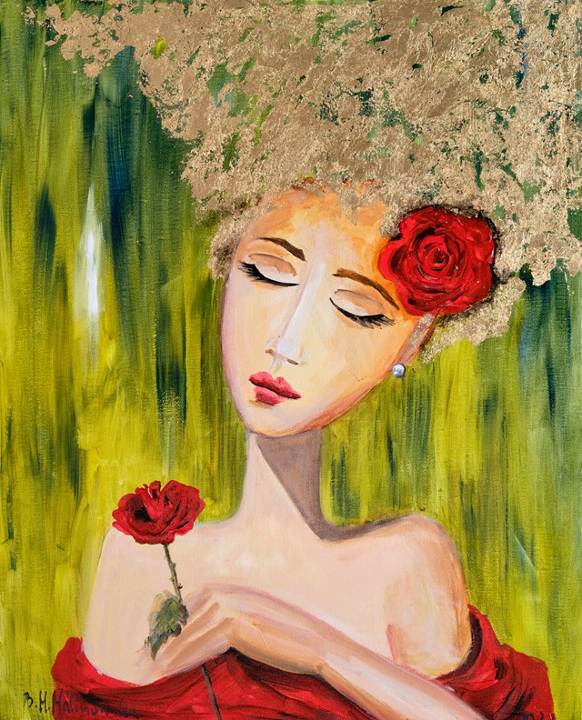 Living room painting by Barbara M.Malinowska titled Czerwony kwiat