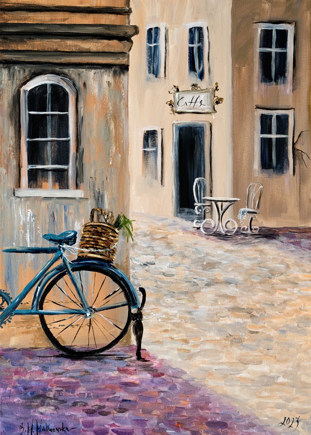 Living room painting by Barbara M.Malinowska titled W miasteczku sennym
