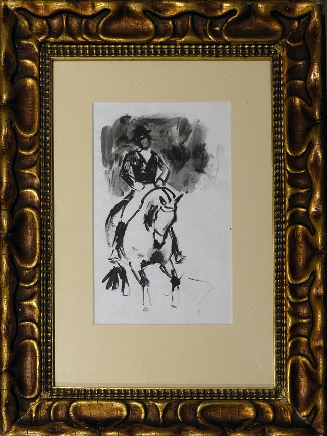 Obraz do salonu artysty Ludwik Maciąg pod tytułem Dżokej na koniu
