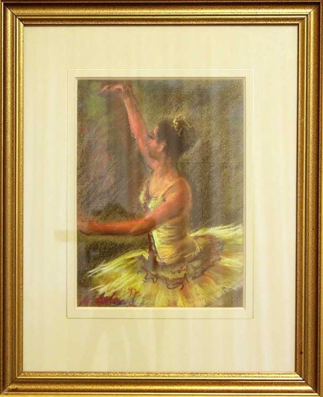 Living room painting by Marian Adamczyk titled Dancer IV