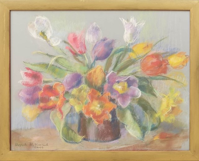 Living room painting by Urszula Mroczek titled Spring bouquet