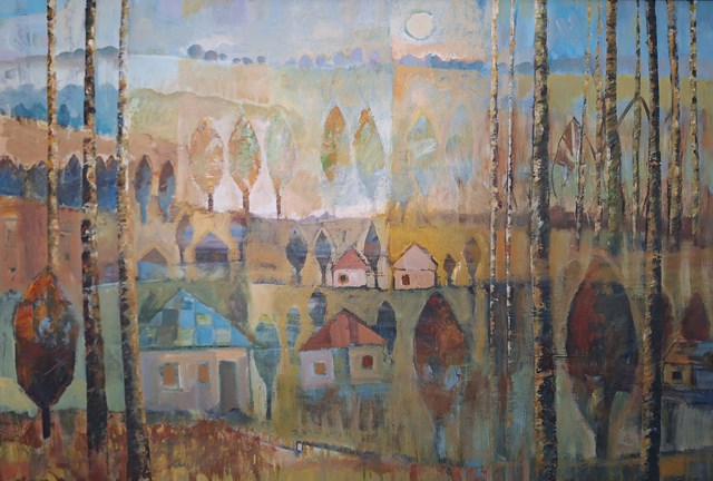 Living room painting by Dariusz Piekut titled "Roztoczańska Bajka 276"