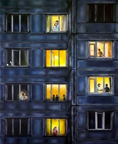 Living room painting by Agata Potakiewicz titled Cages